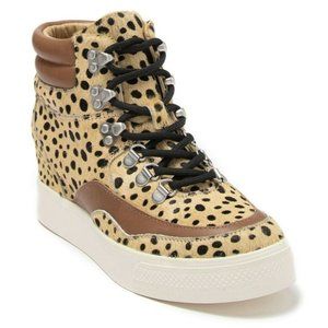 NIB Dolce Vita Weber Snakeskin Trimmed Leather Wedge Sneaker Leopard Sz 10